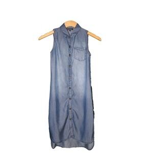 Chambray Denim Button Down Sleeveless Dress  Girls Size 10